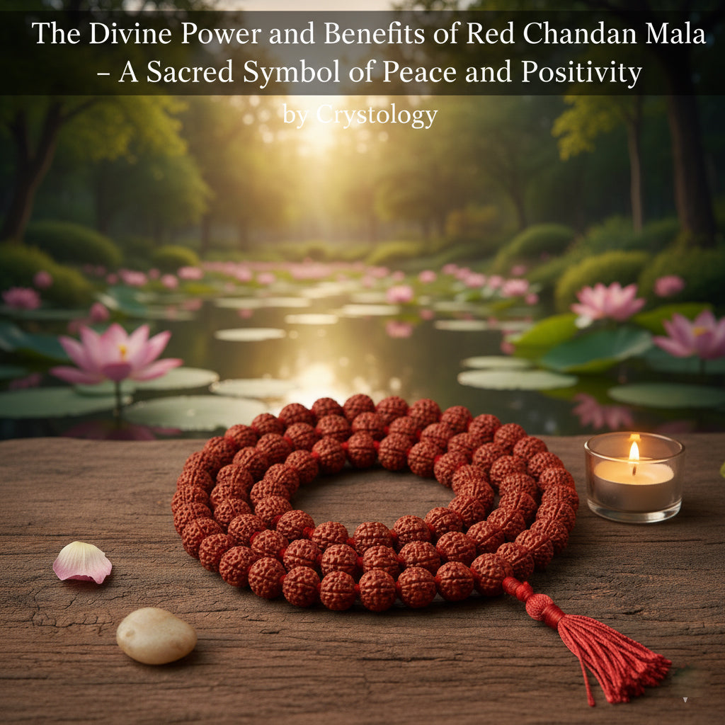 The Divine Power and Benefits of Red Chandan Mala – A Sacred Symbol of Peace and Positivity by Crrystology