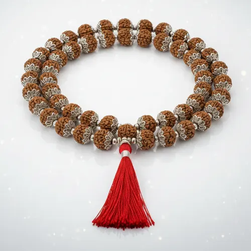 White Metal Rudraksha Mala